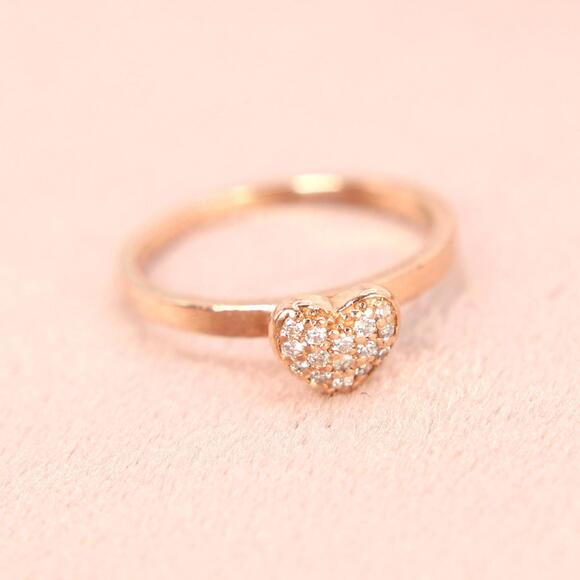 10kt Rose Gold Pave Diamond Heart Ring Stacker Jared Galleria Size 5.5